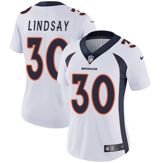 Women's Nike Denver Broncos #30 Phillip Lindsay White Vapor Untouchable Limited Player NFL Jersey - Ujersey
