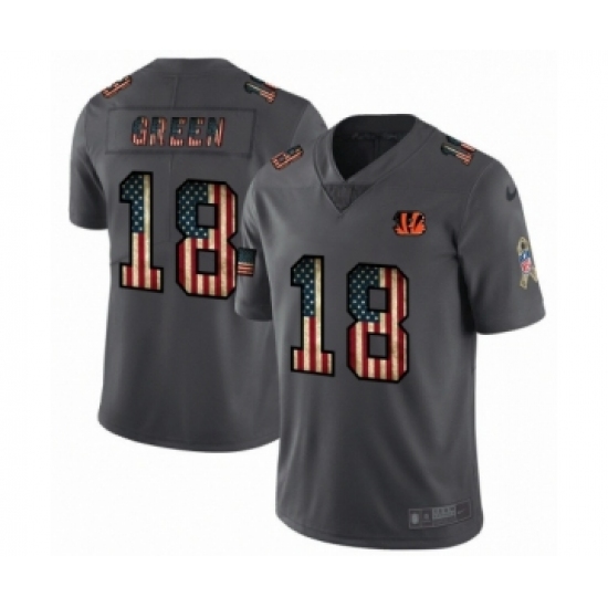 Men's Cincinnati Bengals #18 A.J. Green Limited Black USA Flag 2019 Salute To Service Football Jersey - Ujersey