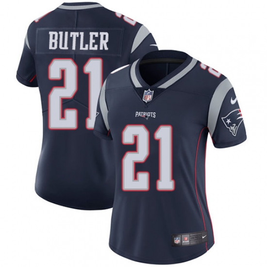 Women's Nike New England Patriots #21 Malcolm Butler Navy Blue Team Color Vapor Untouchable Limited Player NFL Jersey - Ujersey