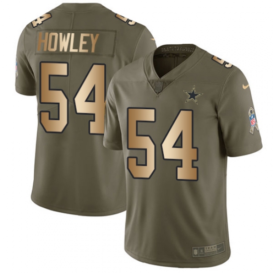 Youth Nike Dallas Cowboys #54 Chuck Howley Limited Olive/Gold 2017 Salute to Service NFL Jersey - Ujersey