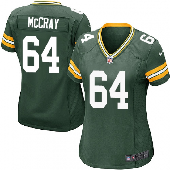 Women's Nike Green Bay Packers #64 Justin McCray Game Green Team Color NFL Jersey - Ujersey
