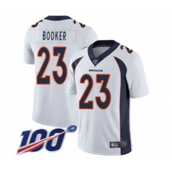 Men's Denver Broncos #23 Devontae Booker White Vapor Untouchable Limited Player 100th Season Football Jersey - Ujersey