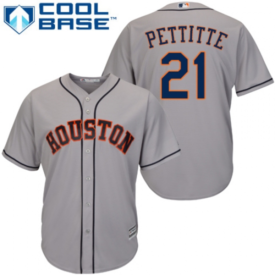 Men's Majestic Houston Astros #21 Andy Pettitte Replica Grey Road Cool Base MLB Jersey - Ujersey