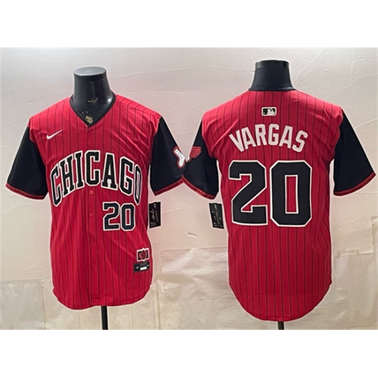 Men's Chicago White Sox #20 Miguel Vargas Red Black 2025 City Connect Limited Stitched Baseball Jersey - Ujersey