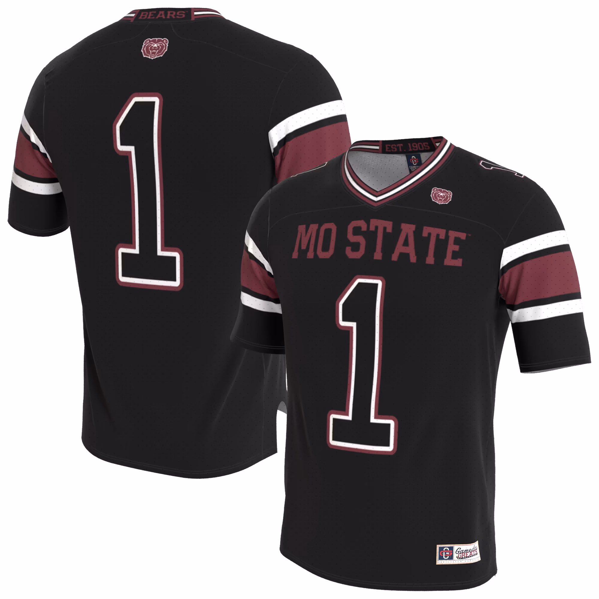 Youth GameDay Greats Black Missouri State University Bears Lightweight Collegiate Football Blackout Fashion Jersey