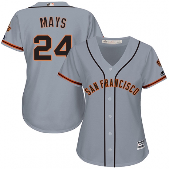 Women's Majestic San Francisco Giants #24 Willie Mays Authentic Grey Road Cool Base MLB Jersey - Ujersey