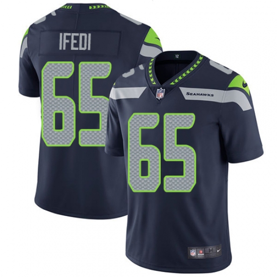 Youth Nike Seattle Seahawks #65 Germain Ifedi Navy Blue Team Color Vapor Untouchable Elite Player NFL Jersey - Ujersey