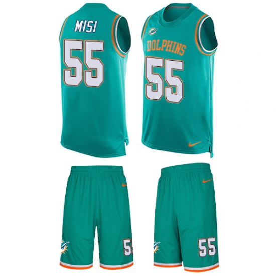 Men's Nike Miami Dolphins #55 Koa Misi Limited Aqua Green Tank Top Suit NFL Jersey - Ujersey