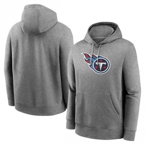Men's Tennessee Titans Heather Gray Primary Logo Long Sleeve Hoodie - Ujersey