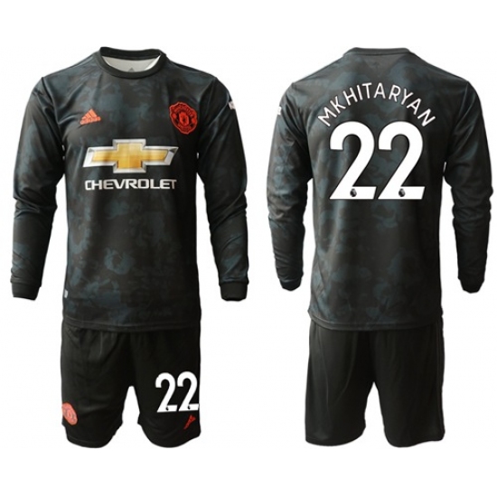 Manchester United #22 Mkhitaryan Third Long Sleeves Soccer Club Jersey
