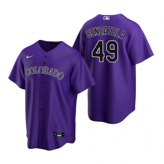 Men's Nike Colorado Rockies #49 Antonio Senzatela Purple Alternate Stitched Baseball Jersey - Ujersey