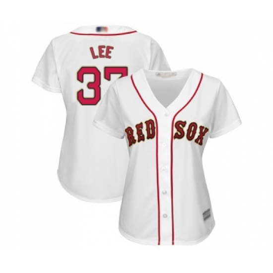 Women's Boston Red Sox #37 Bill Lee Authentic White 2019 Gold Program Cool Base Baseball Jersey - Ujersey