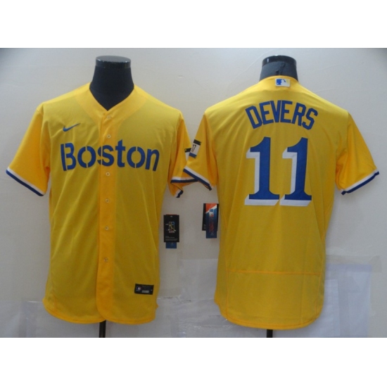 Men's Boston Red Sox #11 Rafael Devers Nike Gold-Light Blue 2021 Jersey - Ujersey