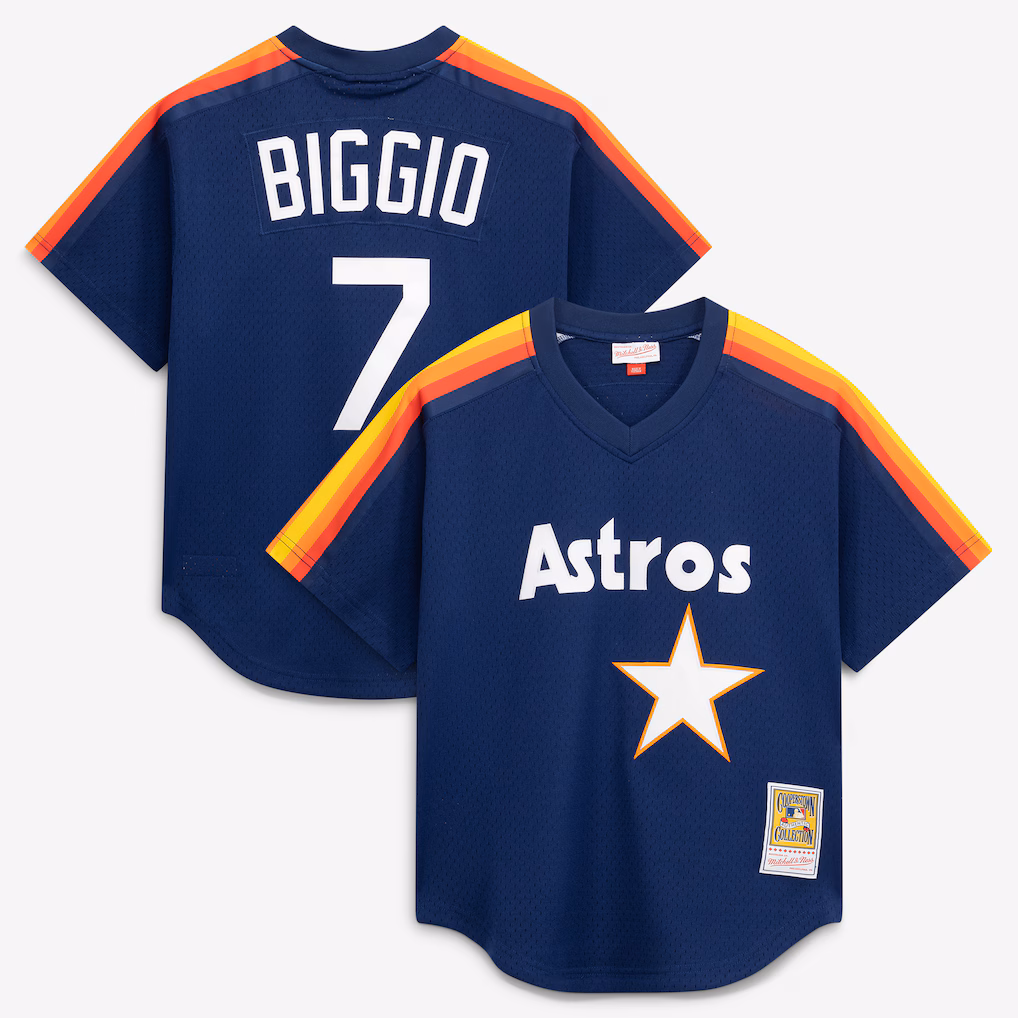 Men's Houston Astros Craig Biggio Mitchell & Ness Navy Authentic Batting Practice Jersey - Ujersey
