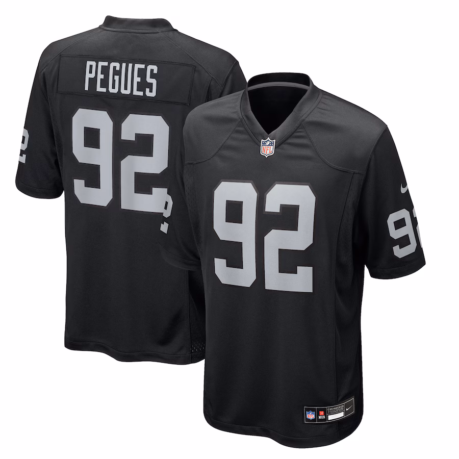 Men's Las Vegas Raiders JJ Pegues Nike Black Team Game Jersey - Ujersey