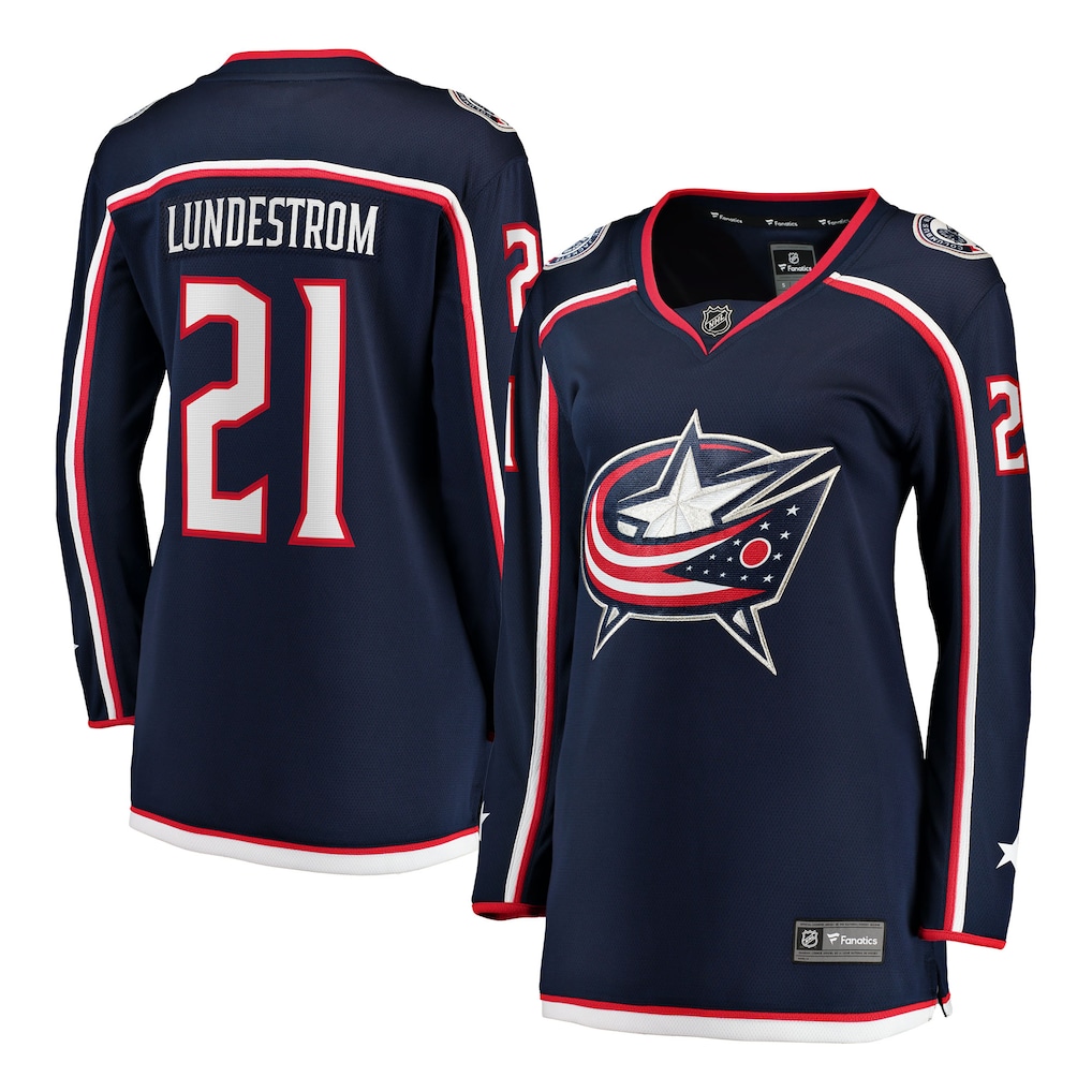 Women's Columbus Blue Jackets Isac Lundestrom Fanatics Navy Home Breakaway Jersey - ujerseystore