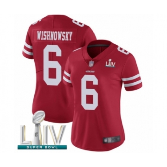Women's San Francisco 49ers #6 Mitch Wishnowsky Red Team Color Vapor Untouchable Limited Player Super Bowl LIV Bound Football Jersey - Ujersey