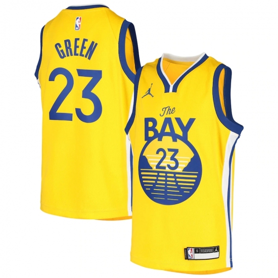 Youth Golden State Warriors #23 Draymond Green Jordan Brand Gold 2020-21 Swingman Player Jersey - Ujersey