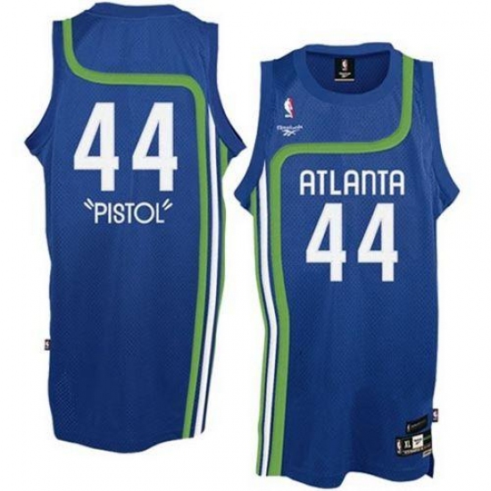 Men's Adidas Atlanta Hawks #44 Pete Maravich Authentic Light Blue Pistol NBA Jersey - Ujersey
