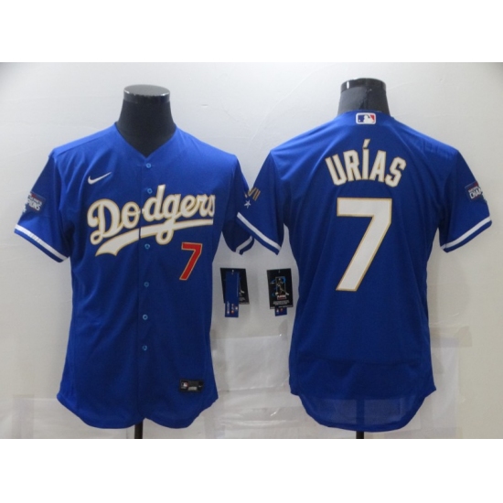 Men's Nike Los Angeles Dodgers #7 Julio Urias Blue Elite Champions Authentic Jersey - Ujersey