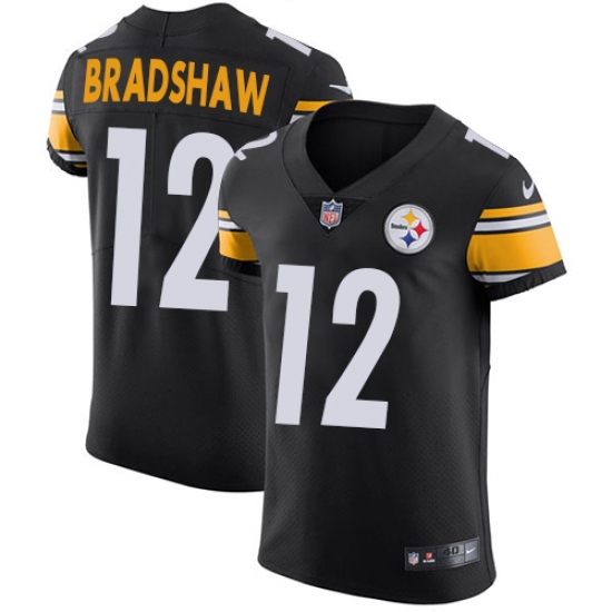 Men's Nike Pittsburgh Steelers #12 Terry Bradshaw Black Team Color Vapor Untouchable Elite Player NFL Jersey - Ujersey