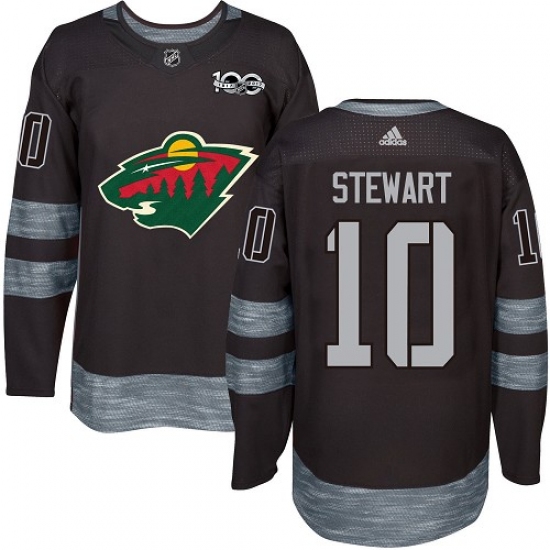 Men's Adidas Minnesota Wild #10 Chris Stewart Premier Black 1917-2017 100th Anniversary NHL Jersey - Ujersey