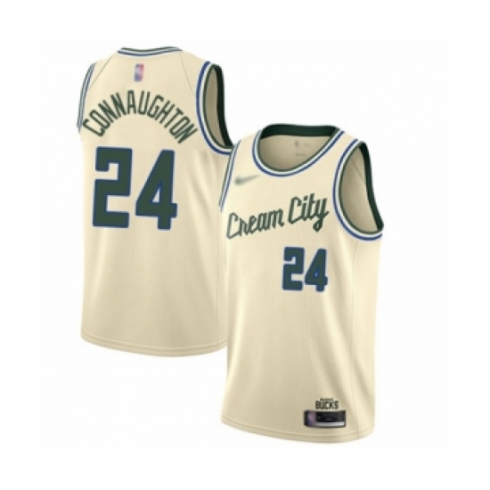 Youth Milwaukee Bucks #24 Pat Connaughton Swingman Cream Basketball Jersey - 2019 20 City Edition - Ujersey