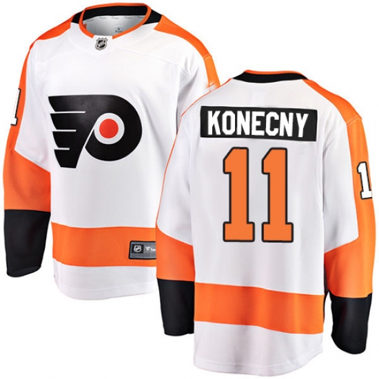 Youth Philadelphia Flyers #11 Travis Konecny Fanatics Branded White Away Breakaway NHL Jersey - Ujersey