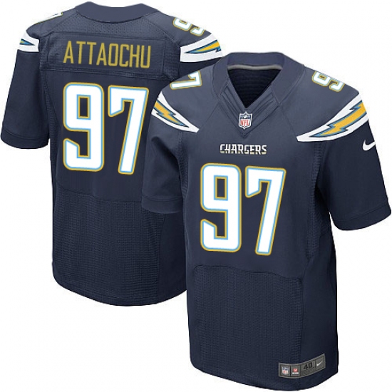 Men's Nike Los Angeles Chargers #97 Jeremiah Attaochu Elite Navy Blue Team Color NFL Jersey - Ujersey