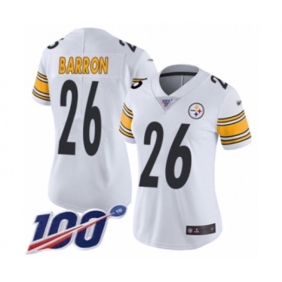 Women's Pittsburgh Steelers #26 Mark Barron White Vapor Untouchable Limited Player 100th Season Football Jersey - Ujersey