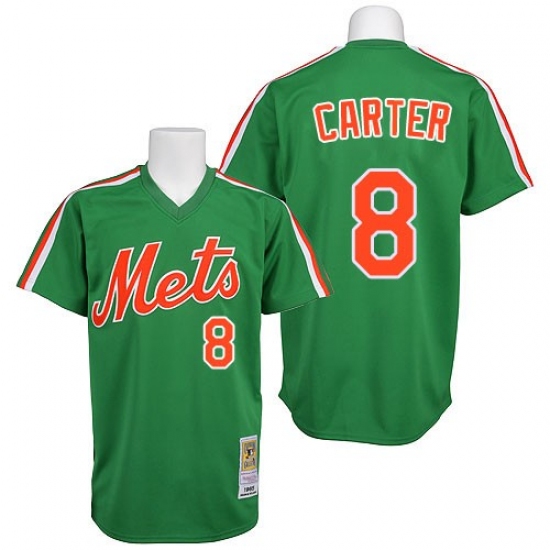 Men's Mitchell and Ness New York Mets #8 Gary Carter Replica Green 1985 Throwback MLB Jersey - Ujersey