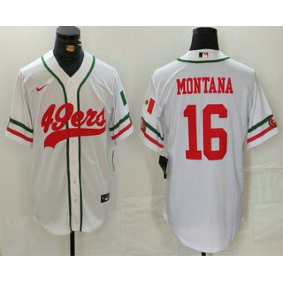 Men's San Francisco 49ers #16 Joe Montana White Mexico Cool Base Stitched Baseball Jersey - Ujersey