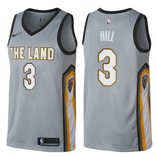 Men's Nike Cleveland Cavaliers #3 George Hill Swingman Gray NBA Jersey - City Edition - Ujersey