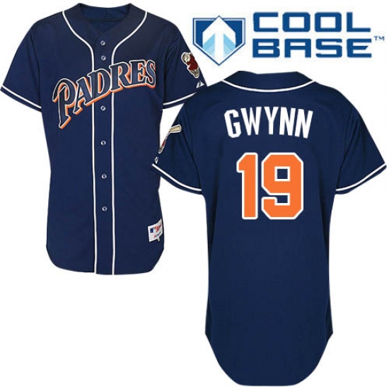 Men's Majestic San Diego Padres #19 Tony Gwynn Authentic Navy Blue 1998 Turn Back The Clock MLB Jersey - Ujersey