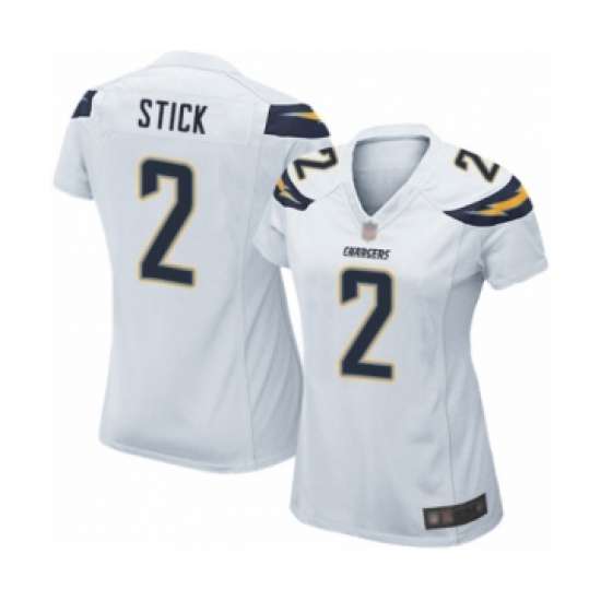 Women's Los Angeles Chargers #2 Easton Stick Game White Football Jersey - Ujersey