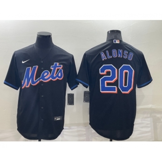 Men's New York Mets #20 Pete Alonso Black Stitched MLB Cool Base Nike Jersey - Ujersey