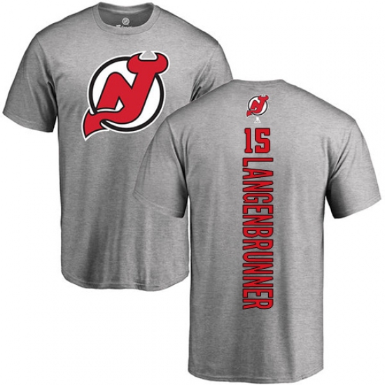 NHL Adidas New Jersey Devils #15 Jamie Langenbrunner Ash Backer T-Shirt - ujerseystore