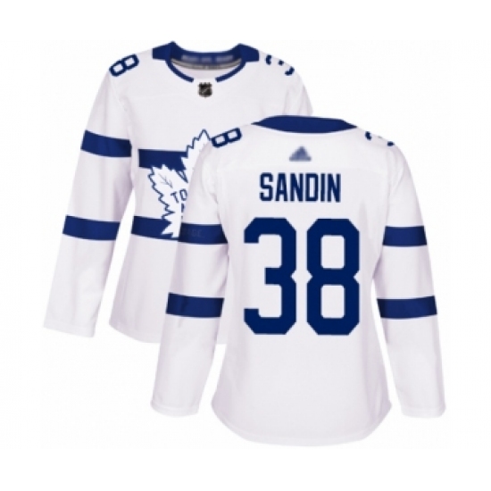 Women's Toronto Maple Leafs #38 Rasmus Sandin Authentic White 2018 Stadium Series Hockey Jersey - Ujersey