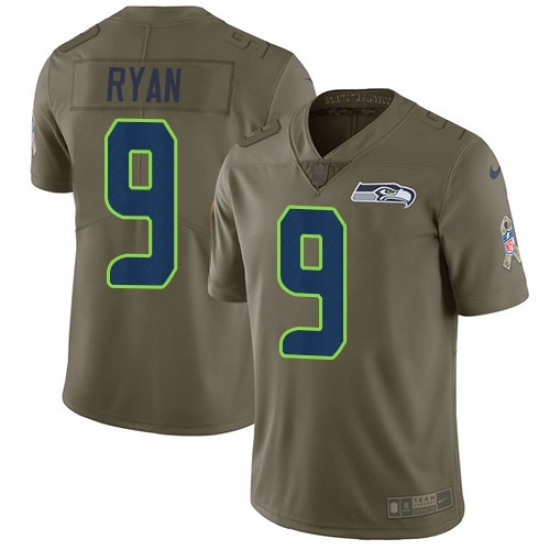 Men's Nike Seattle Seahawks #9 Jon Ryan Limited Olive 2017 Salute to Service NFL Jersey - Ujersey