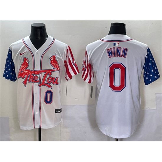 Men's St. Louis Cardinals #0 Masyn Winn White Independence Day Vapor Premier Limited Stitched Baseball Jersey - Ujersey