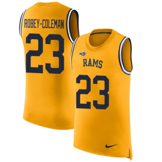 Men's Nike Los Angeles Rams #23 Nickell Robey-Coleman Limited Gold Rush Player Name & Number Tank Top NFL Jersey - Ujersey