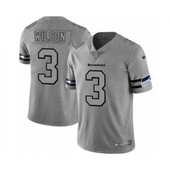 Men's Seattle Seahawks #3 Russell Wilson Limited Gray Team Logo Gridiron Football Jersey - Ujersey