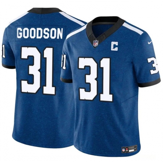 Men's Indianapolis Colts #31 Tyler Goodson Blue 2024 F.U.S.E. Throwback Vapor Limited Stitched Football Jersey - Ujersey