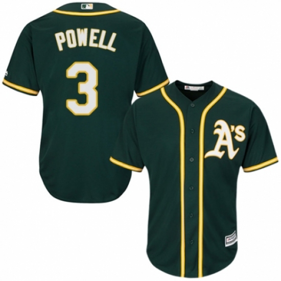 Men's Majestic Oakland Athletics #3 Boog Powell Replica Green Alternate 1 Cool Base MLB Jersey - Ujersey