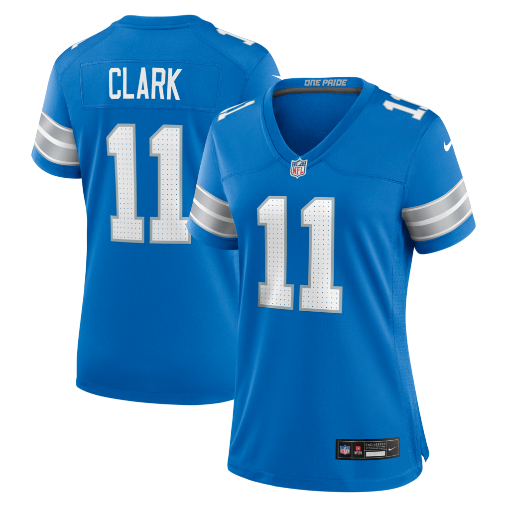 Women's Detroit Lions Damone Clark Nike Blue Team Game Jersey - ujerseystore