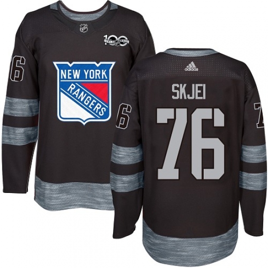 Men's Adidas New York Rangers #76 Brady Skjei Authentic Black 1917-2017 100th Anniversary NHL Jersey - Ujersey