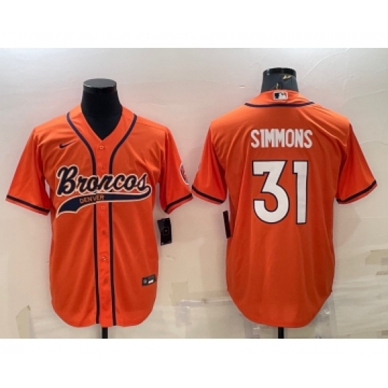 Men's Denver Broncos #31 Justin Simmons Orange Stitched Cool Base Nike Baseball Jersey - Ujersey