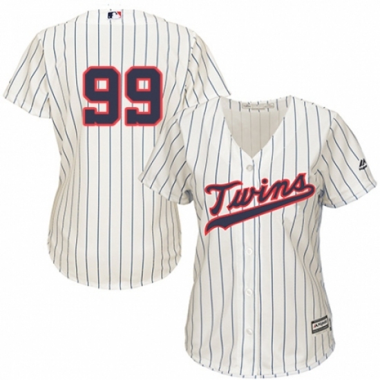 Women's Majestic Minnesota Twins #99 Logan Morrison Authentic Cream Alternate Cool Base MLB Jersey - Ujersey