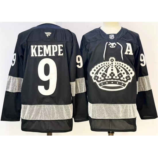Men's Los Angeles Kings #9 Adrian Kempe Black With A Alternate Stitched Hockey Jersey - Ujersey