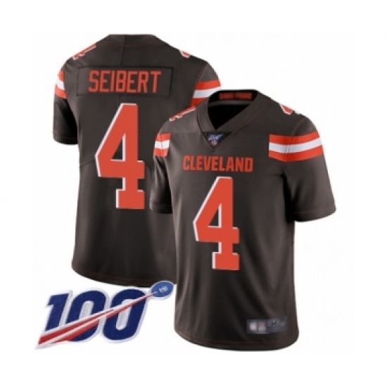 Youth Cleveland Browns #4 Austin Seibert Brown Team Color Vapor Untouchable Limited Player 100th Season Football Jersey - Ujersey